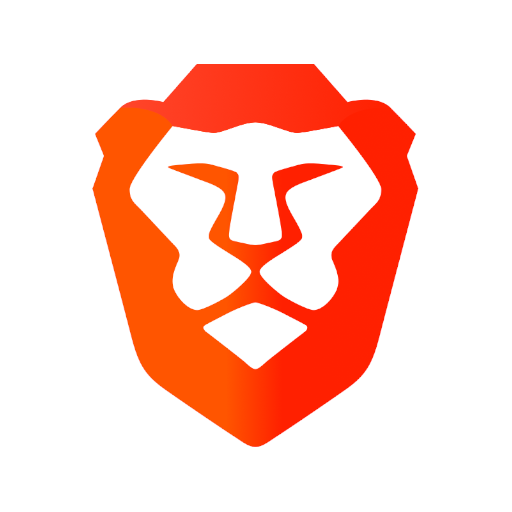 The Brave browser logo features a bold, stylized lion’s head in an orange gradient, symbolizing strength and security online.