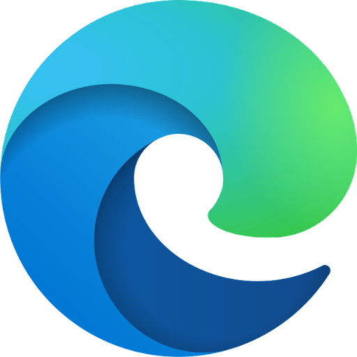 Microsoft Edge logo featuring a circular swirl of blue and green gradients, resembling a modern retail software design, on a light backdrop.