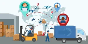 Colorful global logistics illustration - Multi-Channel Order Management 